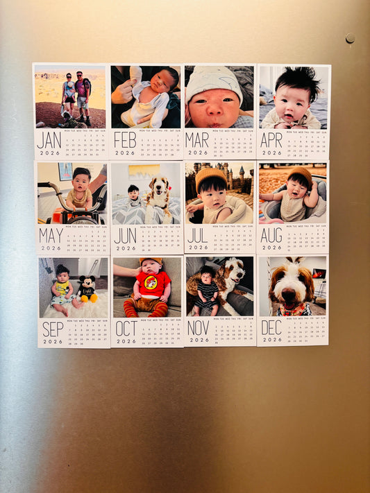Custom 12-Month Calendar Vinyl Magnet Set - 2026