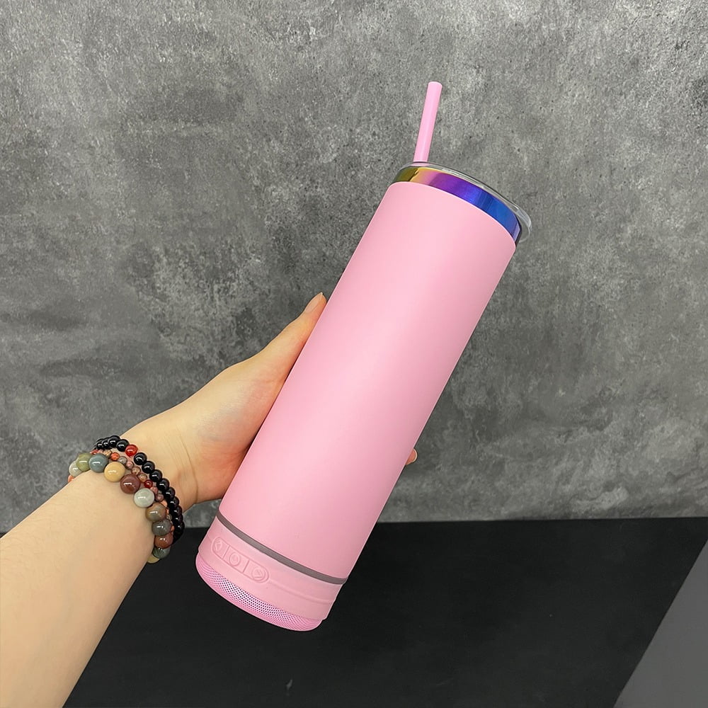 🎶 20 oz Skinny Tumbler with Bluetooth Speaker - Engraving Included -🎶