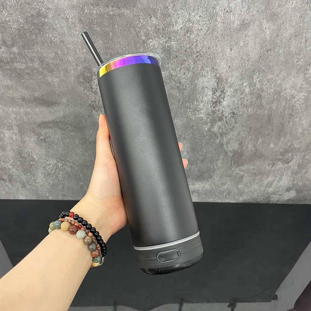 🎶 20 oz Skinny Tumbler with Bluetooth Speaker - Engraving Included -🎶