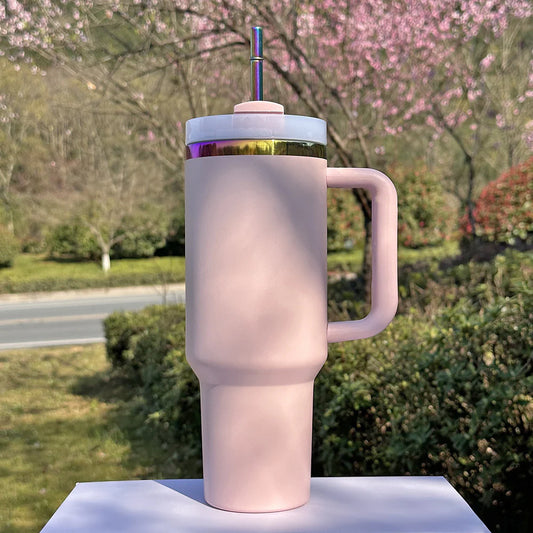 40 oz Rainbow Coated Tumbler with Handle