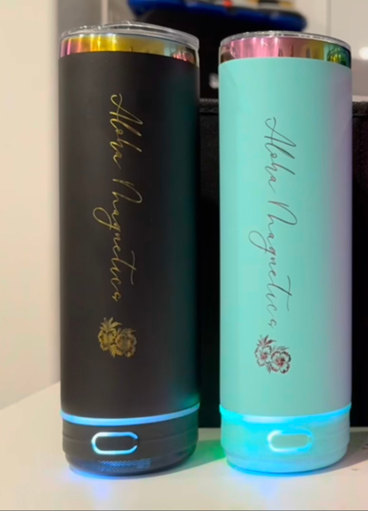 🎶 20 oz Skinny Tumbler with Bluetooth Speaker - Engraving Included -🎶